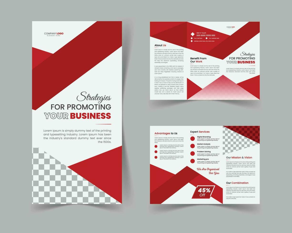 Corporate modern bifold brochure design template. vector