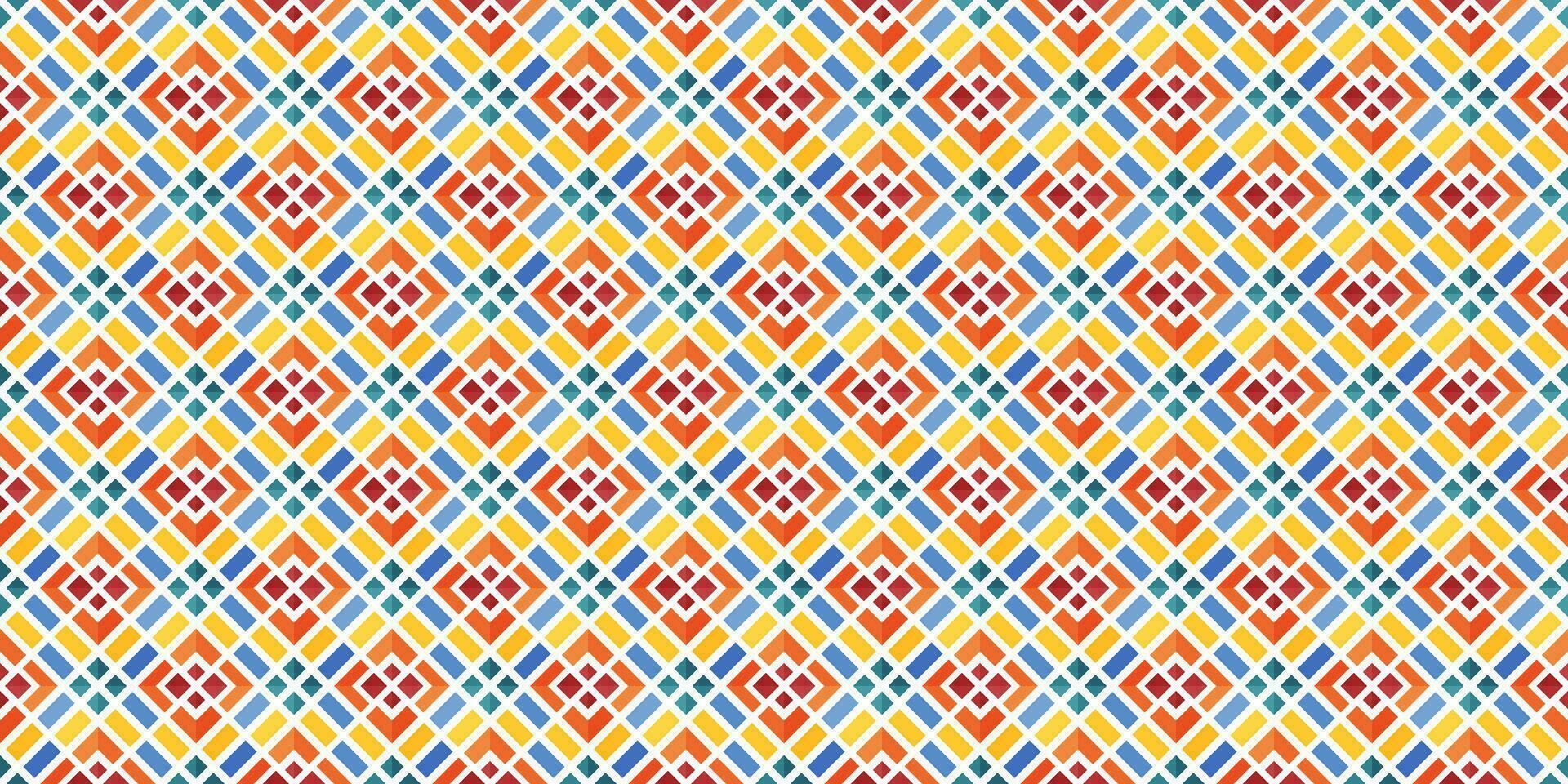 Mediterranean style ceramic tile pattern Ethnic folk ornament Colorful seamless geometric pattern vector