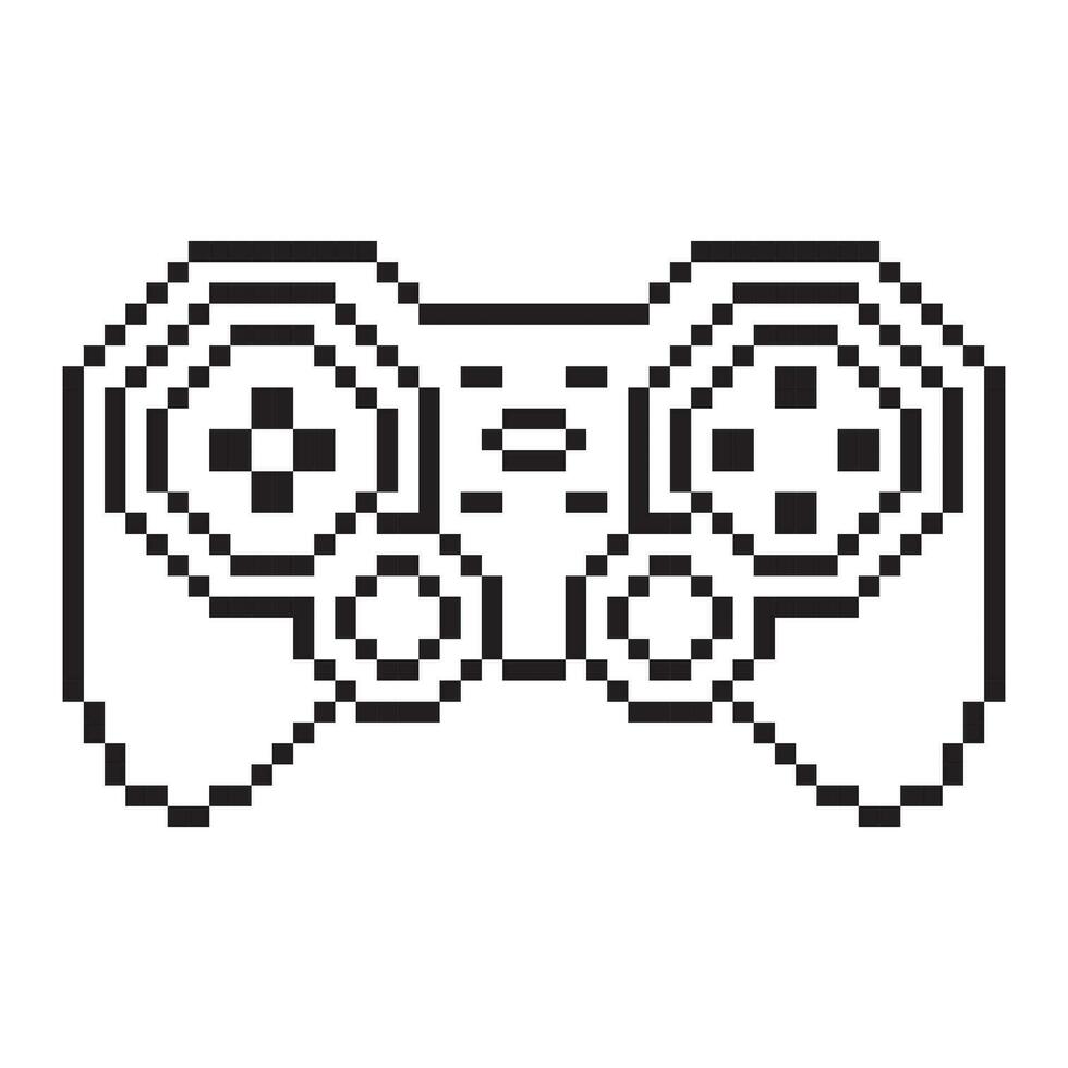 Video game controller illustration Gamepad sign Pixel art style vector