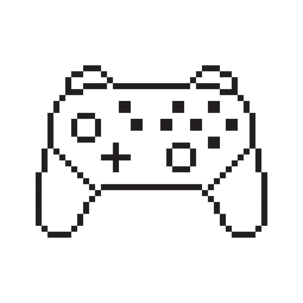 Video game controller illustration Gamepad sign Pixel art style vector