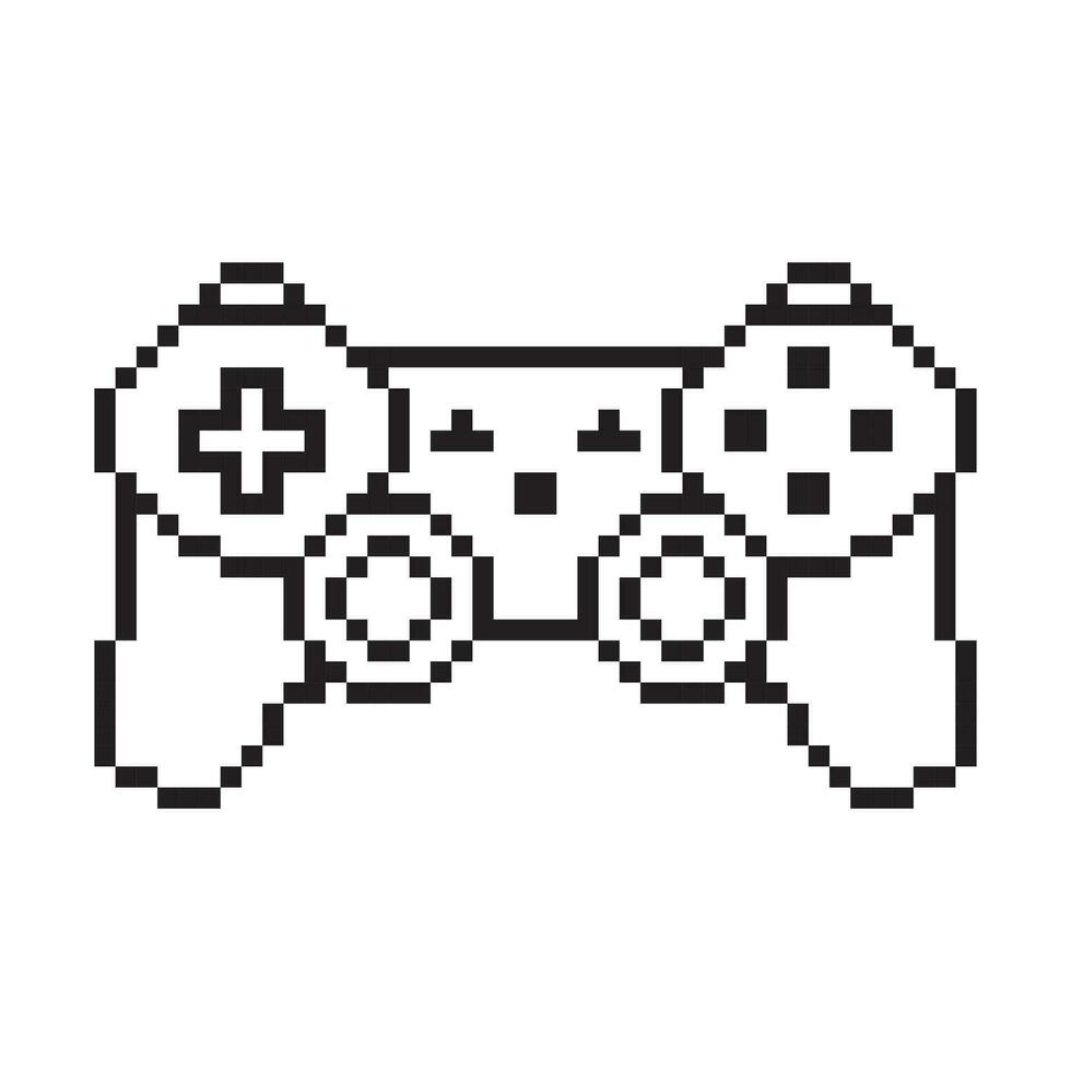 Video game controller illustration Gamepad sign Pixel art style vector