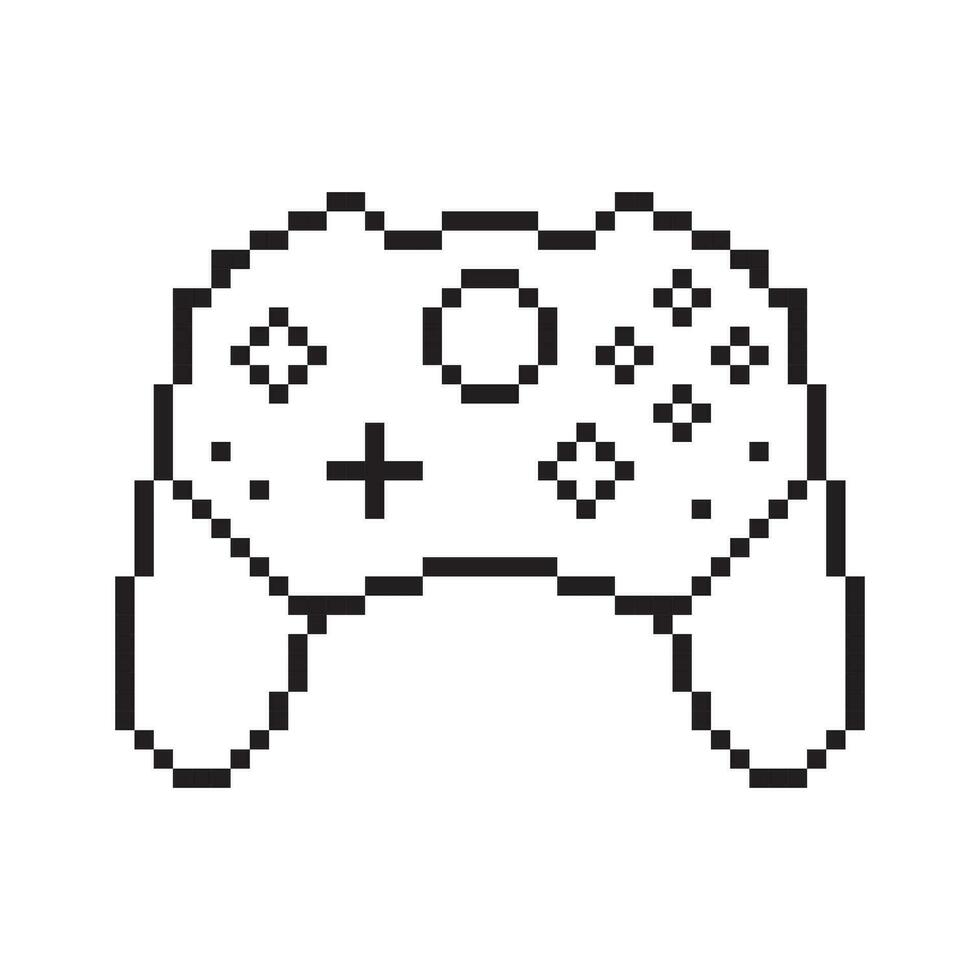 Video game controller illustration Gamepad sign Pixel art style vector