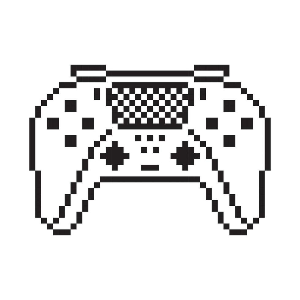 Video game controller illustration Gamepad sign Pixel art style vector
