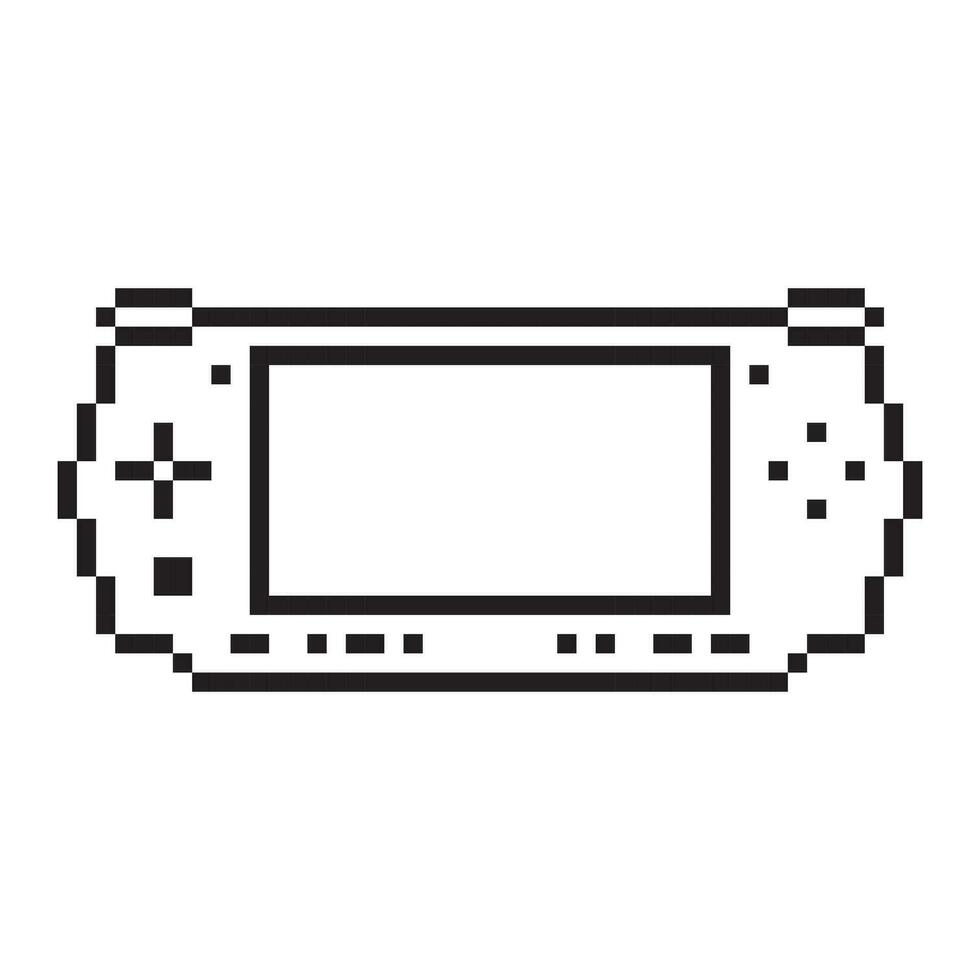 vídeo juego retro Mano consola ilustración gamepad firmar píxel Arte estilo vector