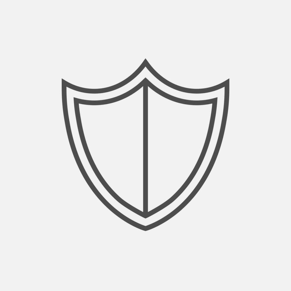 Protection shield linear icon on white background vector