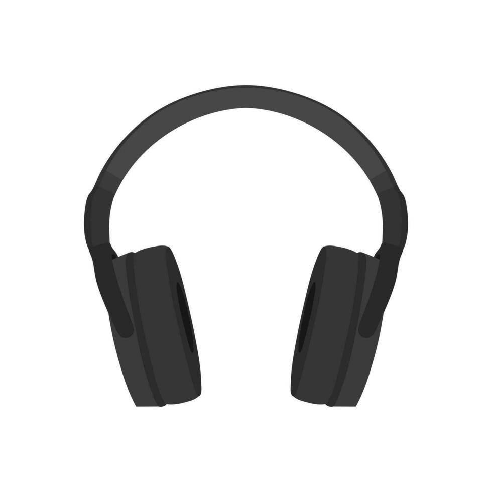 Black Headphones flat vector illustration