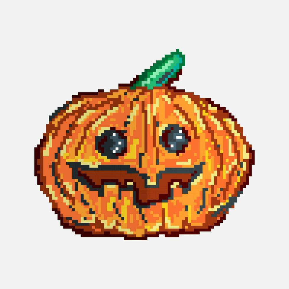 Halloween pumpkin isolated pixel art style vector