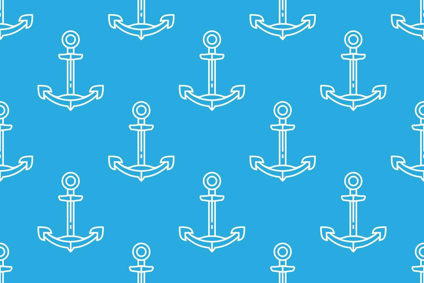 Anchor seamless linear pattern Blue background vector