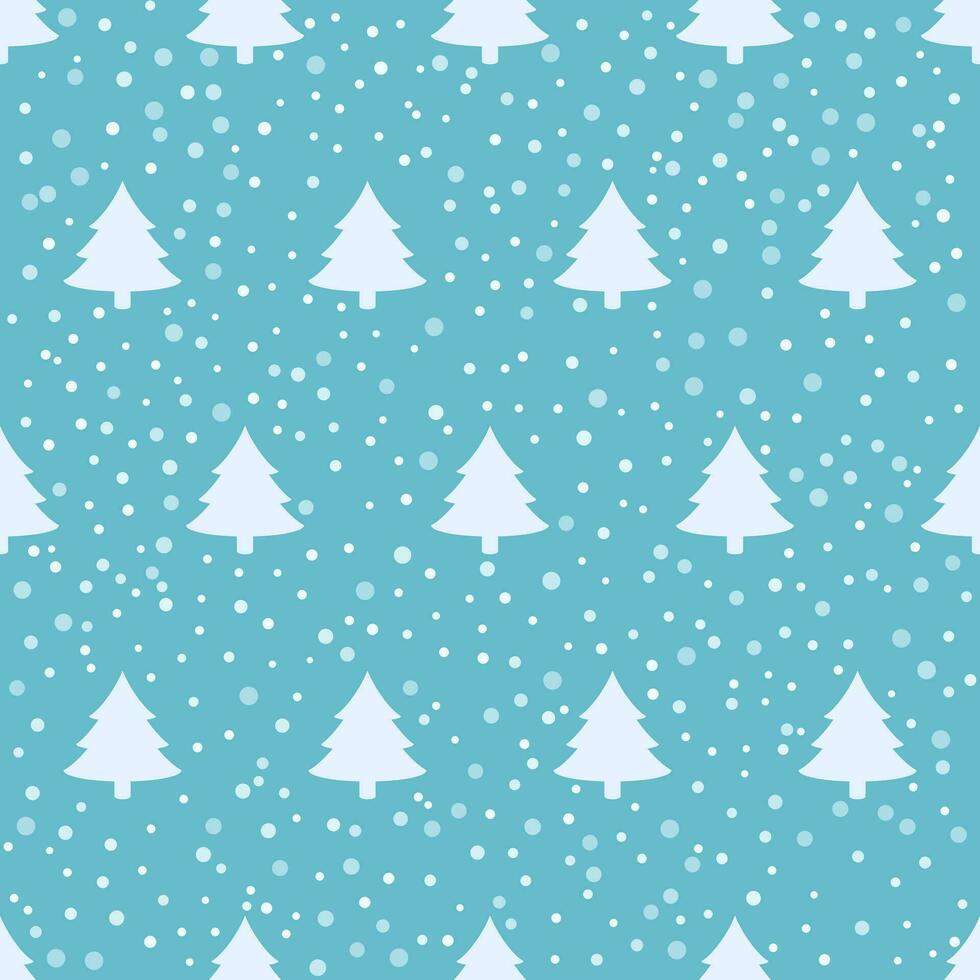 Christmas trees pattern with snowflakes vector