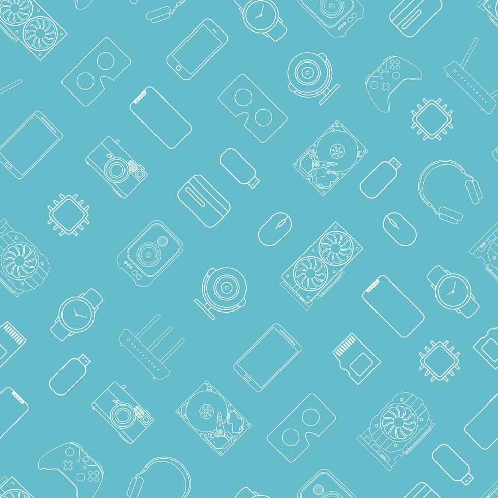 Gadgets and devices pattern collection vector