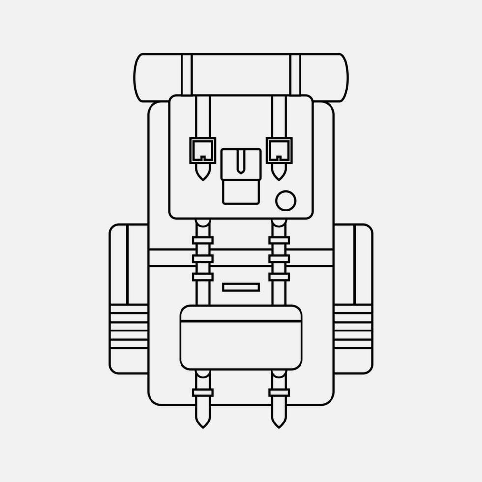 Vector Camping backpack linear illustration