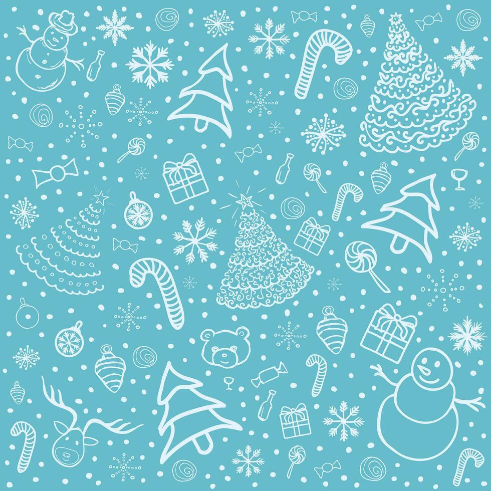Christmas background Hand drawn doodle texture vector