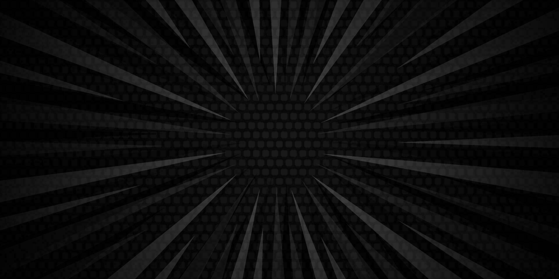 Dark black retro halftone background with stripes and dots vector