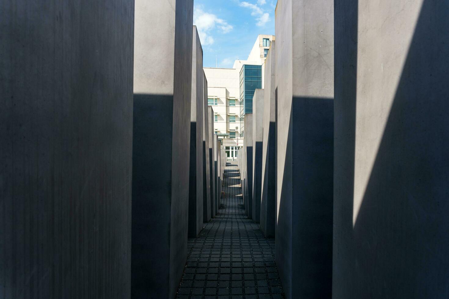 Berlin, Germany-august 9, 2022-view of the Memorial to the Murdered Jews of Europe on Berlin during a sunny day photo