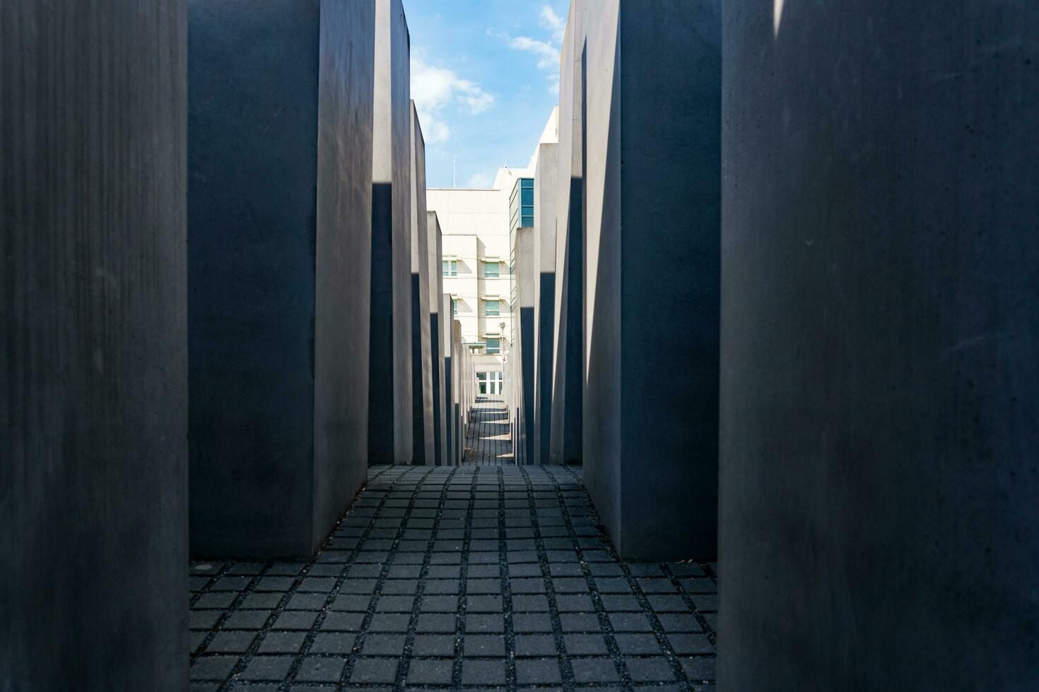 Berlin, Germany-august 9, 2022-view of the Memorial to the Murdered Jews of Europe on Berlin during a sunny day photo