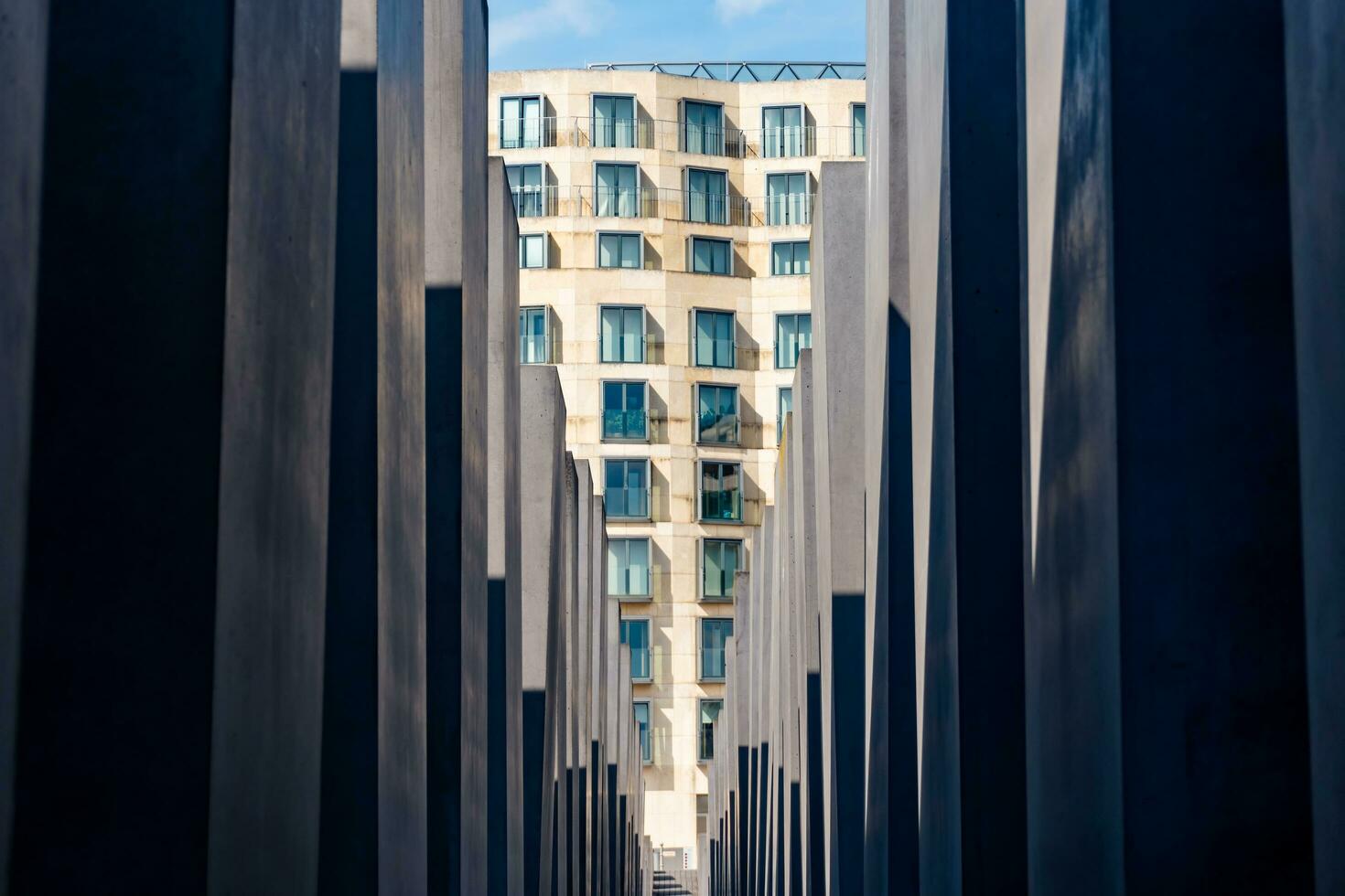 Berlin, Germany-august 9, 2022-view of the Memorial to the Murdered Jews of Europe on Berlin during a sunny day photo