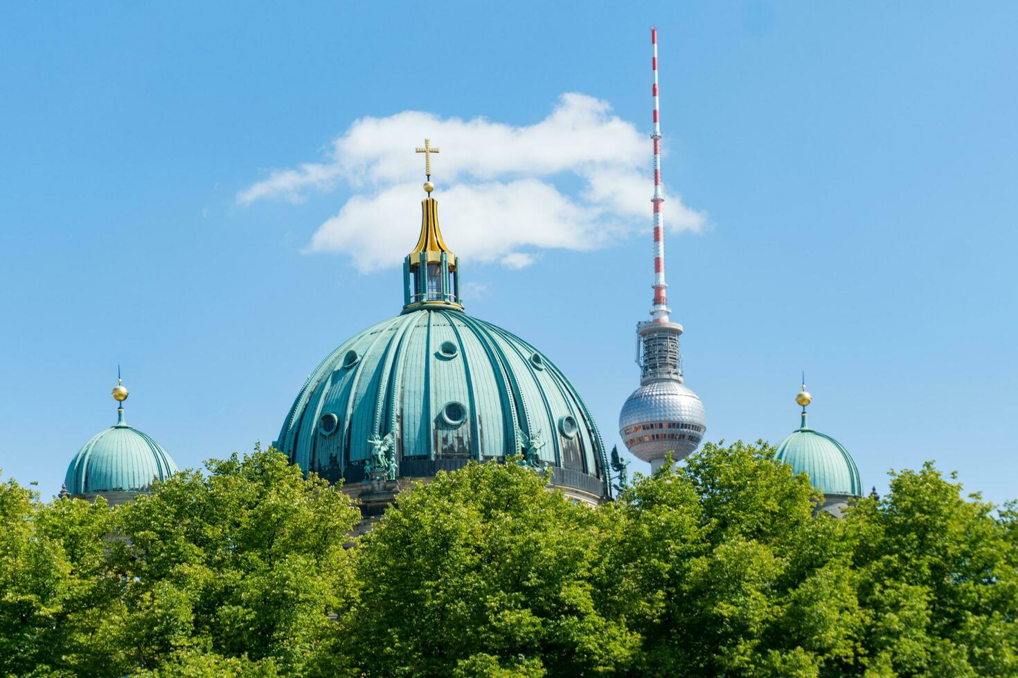 Berlin, Germany-august 9, 2022-view of the famous TV tower in Berlin during a sunny day photo