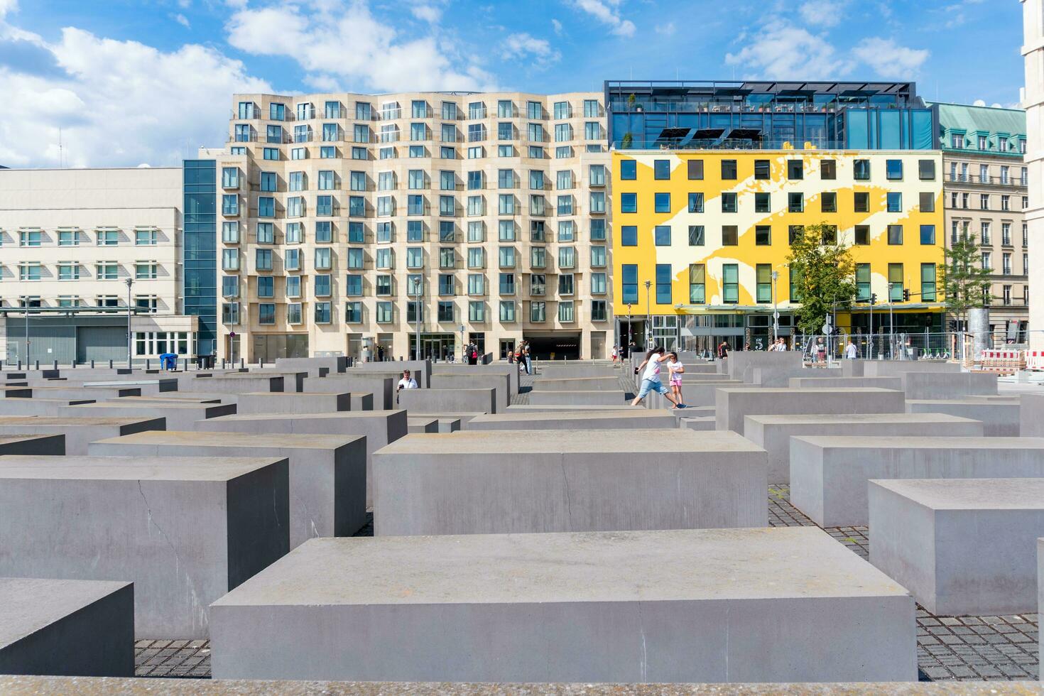 Berlin, Germany-august 9, 2022-view of the Memorial to the Murdered Jews of Europe on Berlin during a sunny day photo