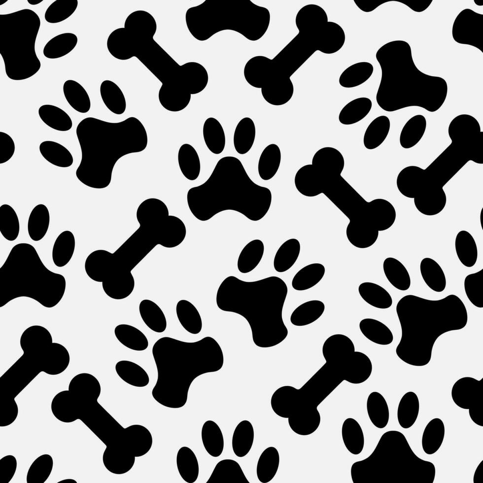 Cat paw and dog bone seamless pattern vector