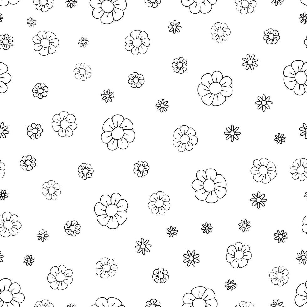 Daisy flowers seamless abstract pattern vector