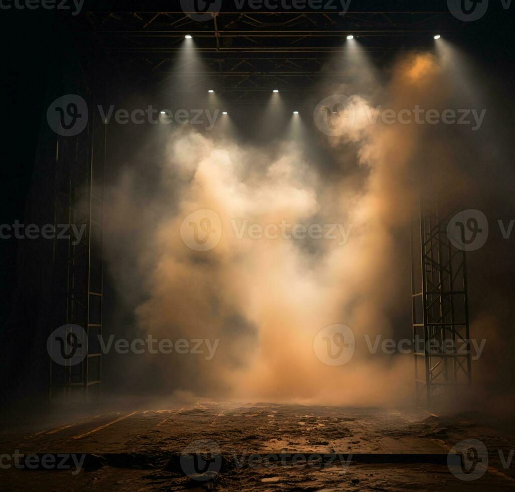 Stage style wood and iron background for your compositions AI generated photo