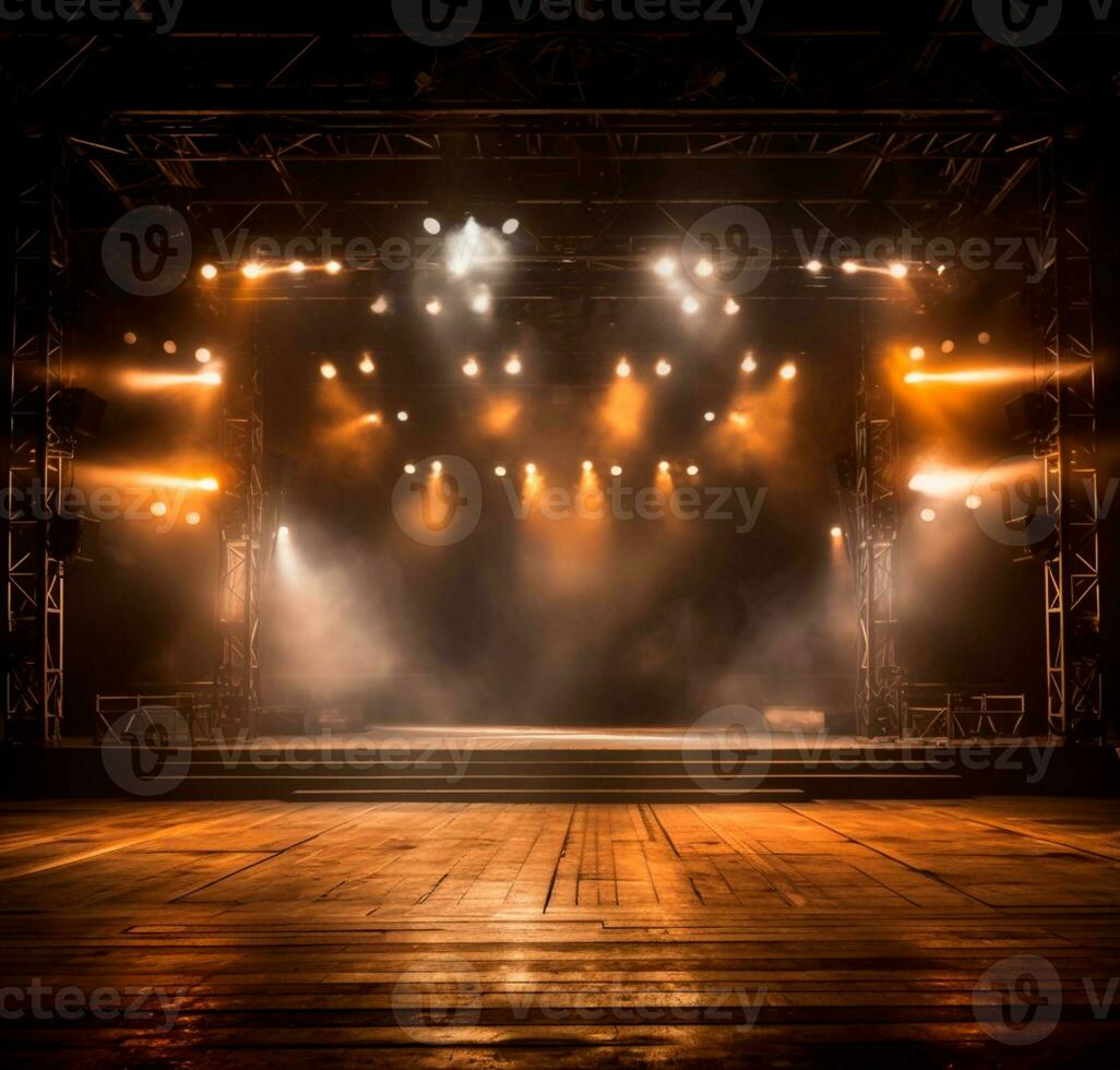 Stage style wood and iron background for your compositions AI generated photo