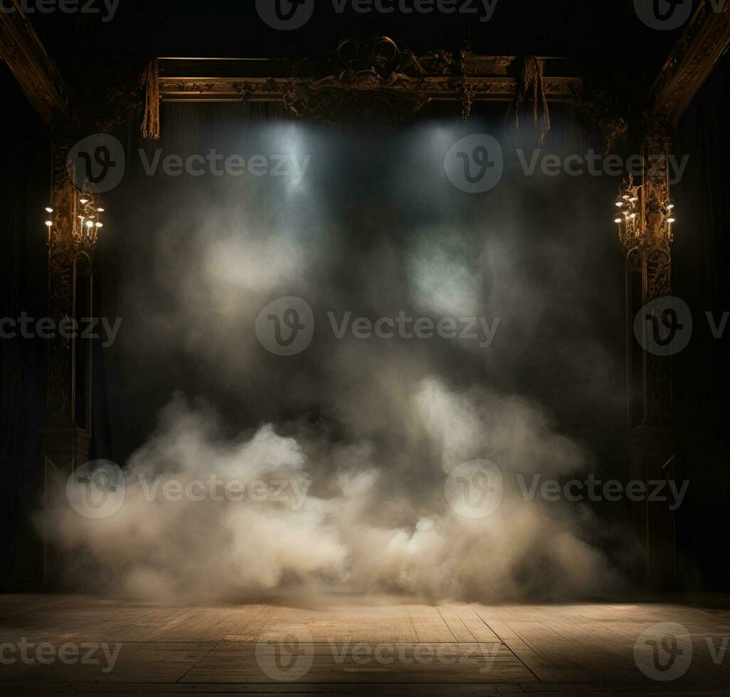 Stage style wood and iron background for your compositions AI generated photo