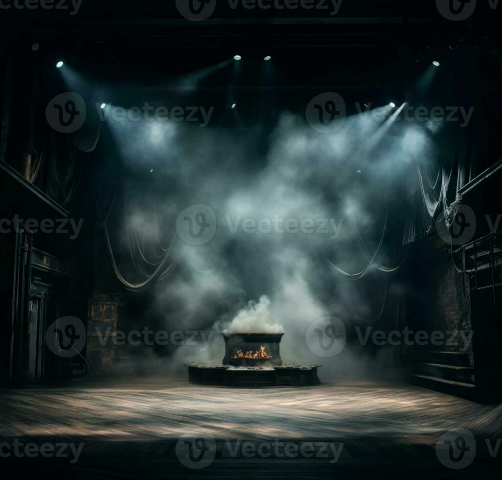 Stage style wood and iron background for your compositions  AI Generative photo