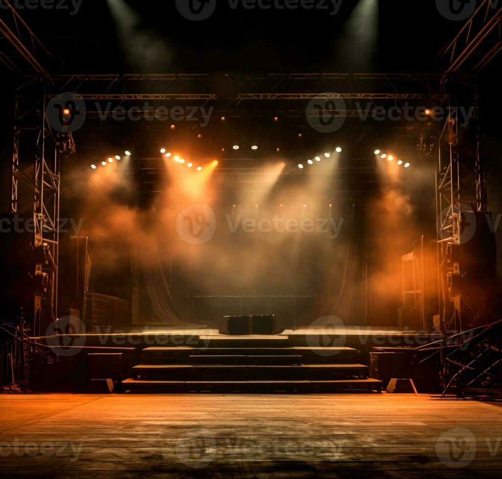 Stage style wood and iron background for your compositions AI generated photo