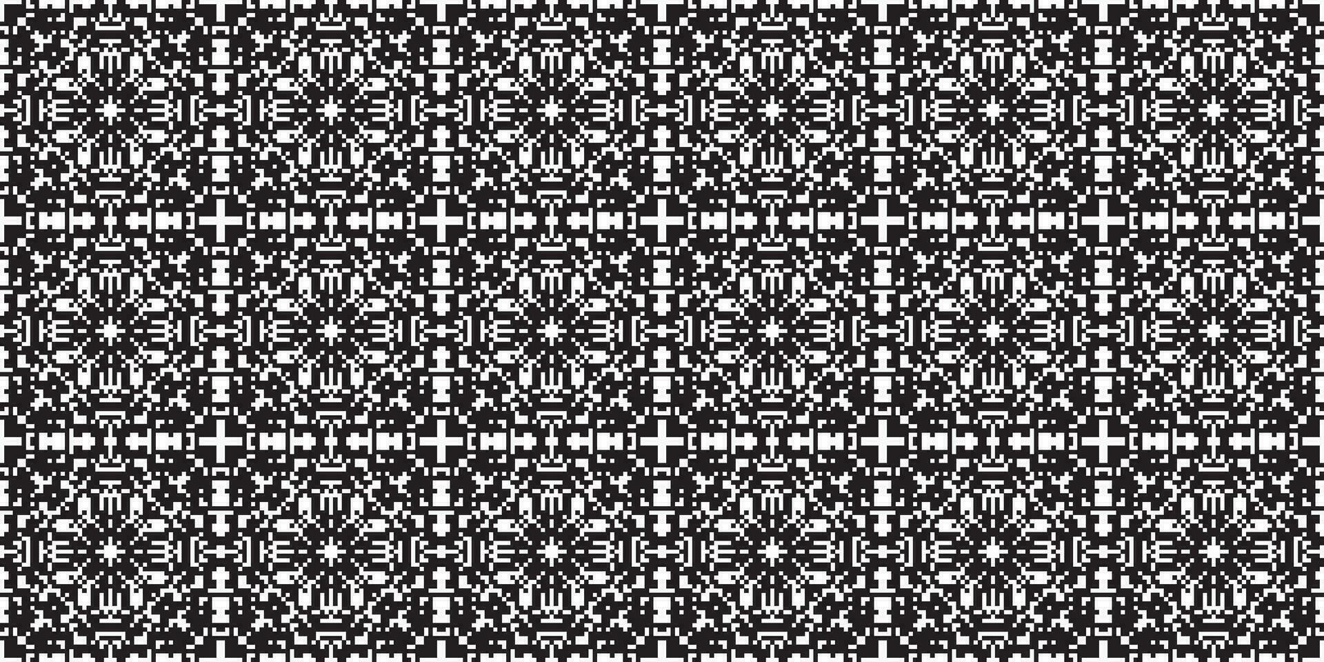 monocromo geométrico cuadrícula píxel Arte antecedentes moderno negro y blanco resumen mosaico textura vector