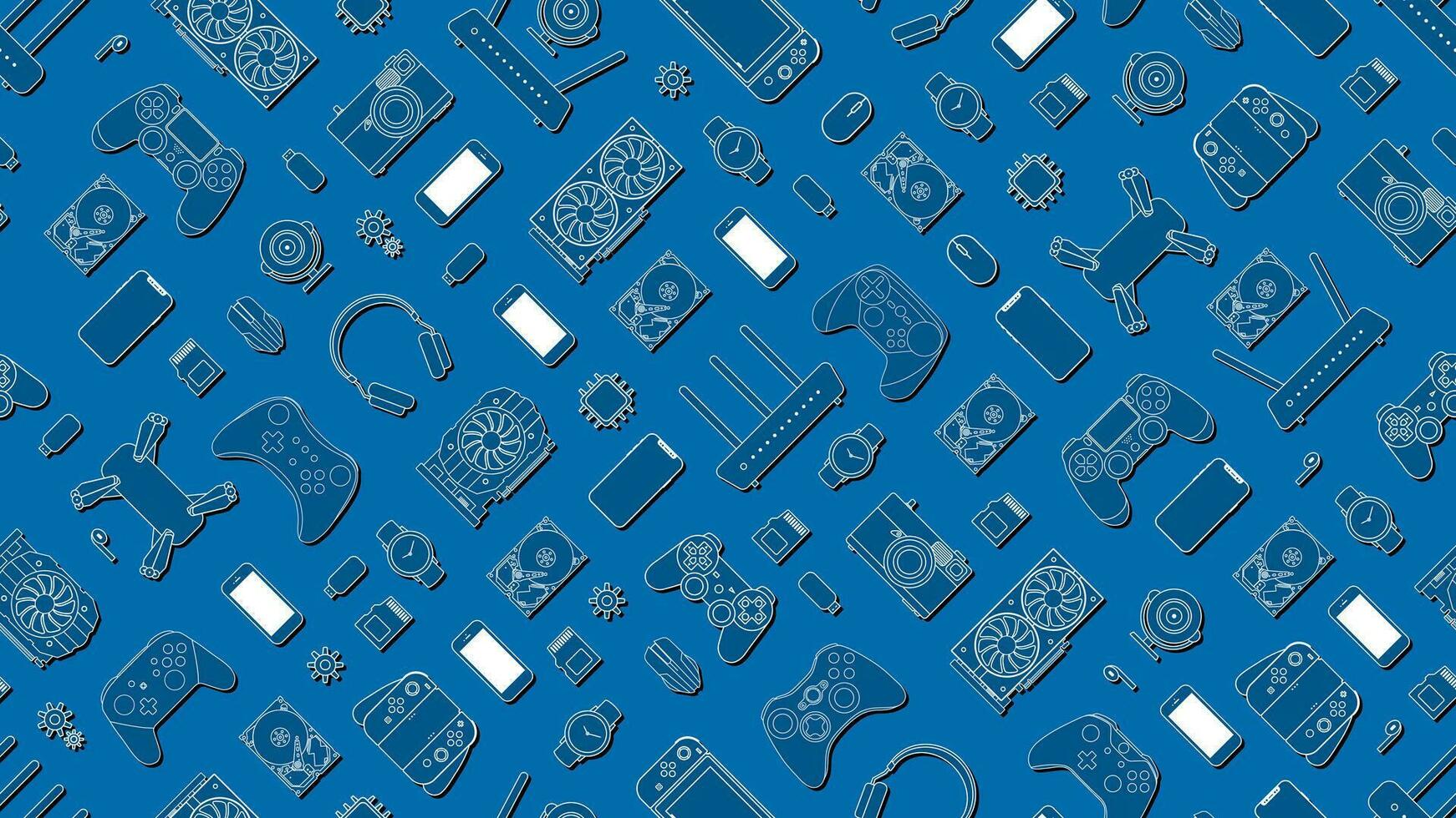 Gadgets and devices pattern collection vector