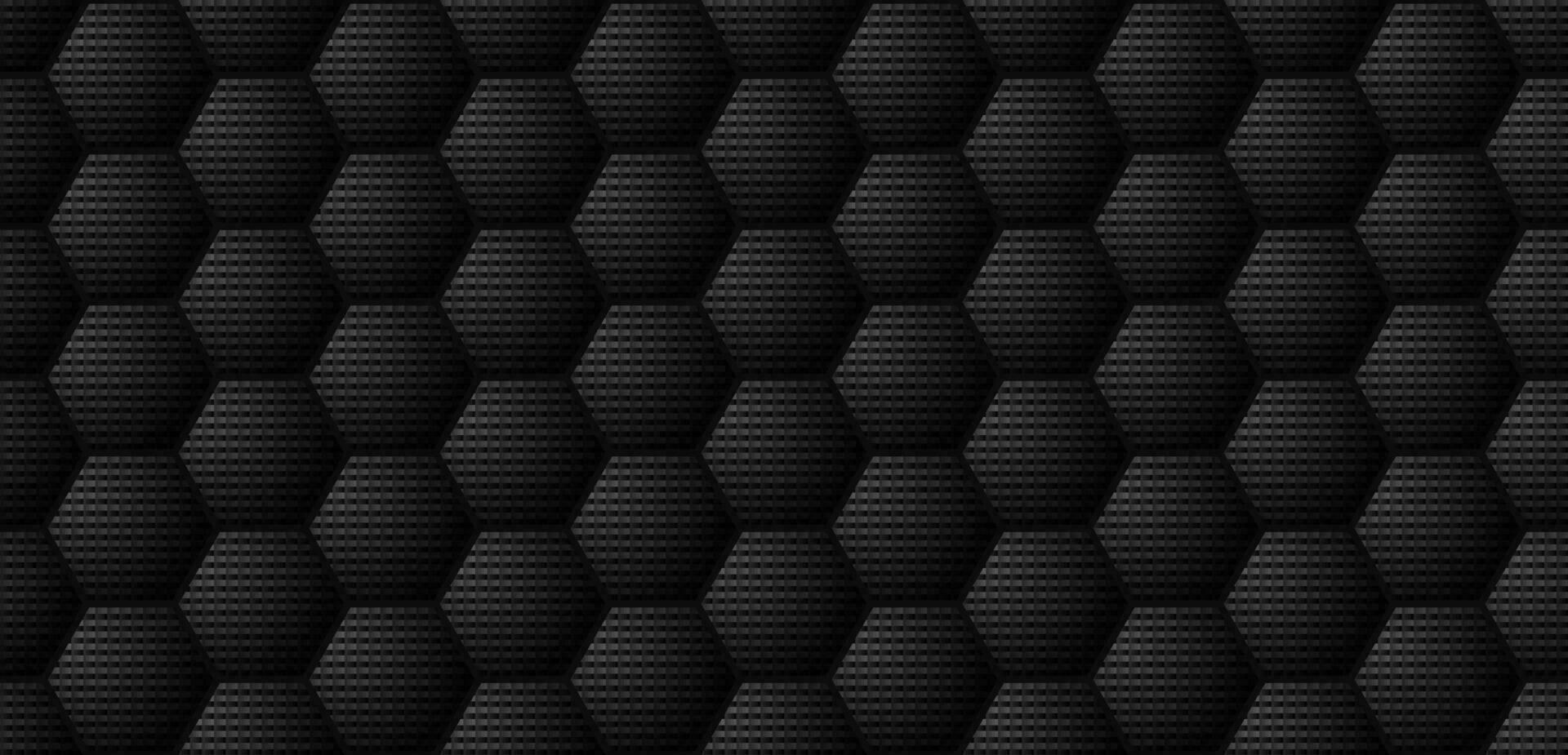Dark black Geometric hexagonal grid Carbon fiber background vector