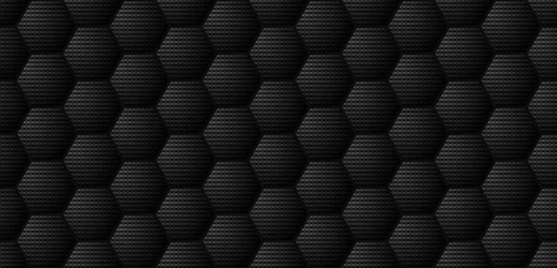 Dark black Geometric hexagonal grid Carbon fiber background vector