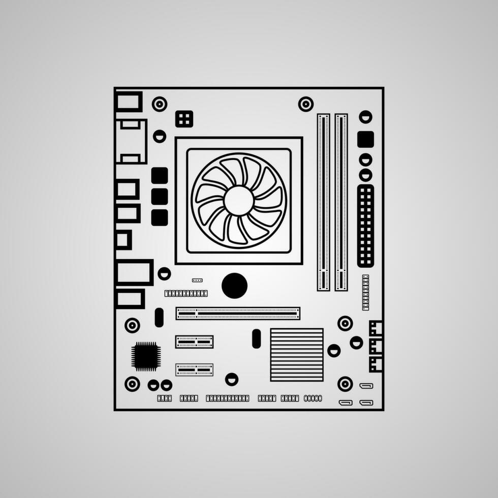 Motherboard linear sign vector illustration