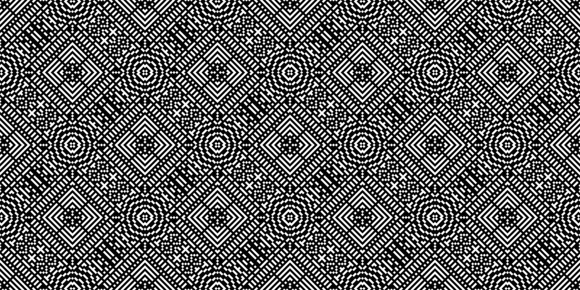 Monochrome geometric grid Pixel Art background Modern black and white abstract mosaic texture vector