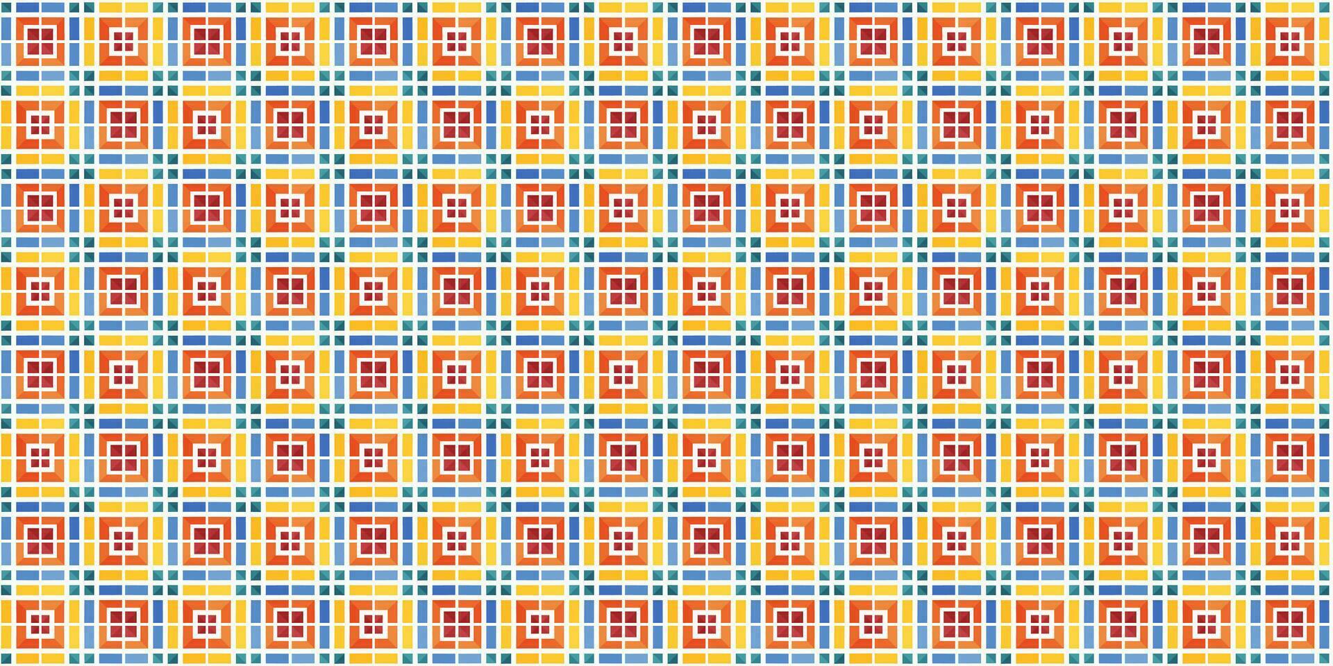 Mediterranean style ceramic tile pattern Ethnic folk ornament Colorful seamless geometric pattern vector