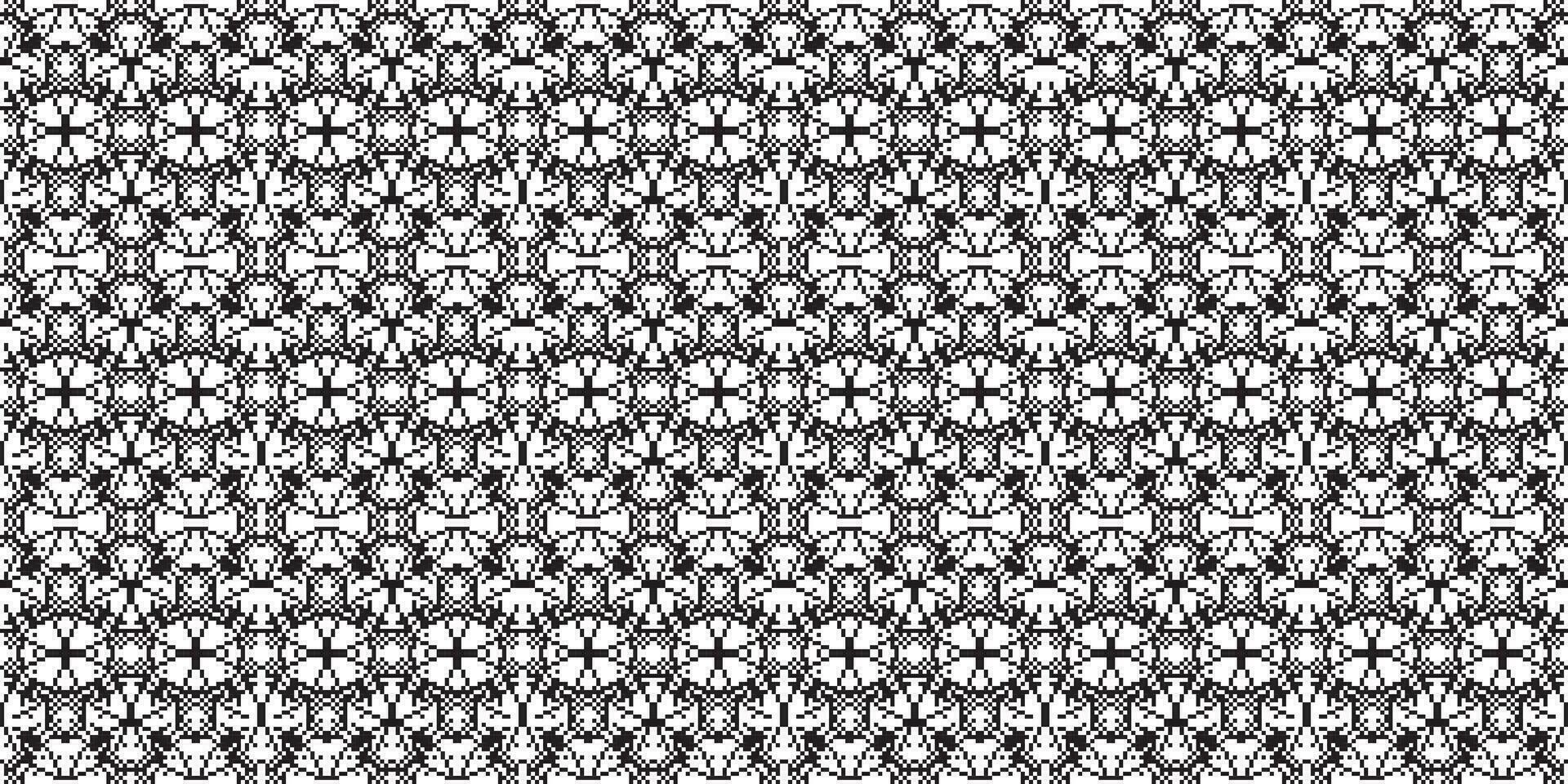 Monochrome geometric grid Pixel Art background Modern black and white abstract mosaic texture vector