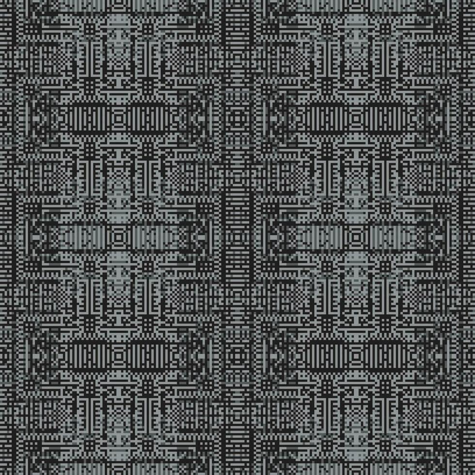 Monochrome geometric grid Pixel Art background Modern black and white abstract mosaic texture vector