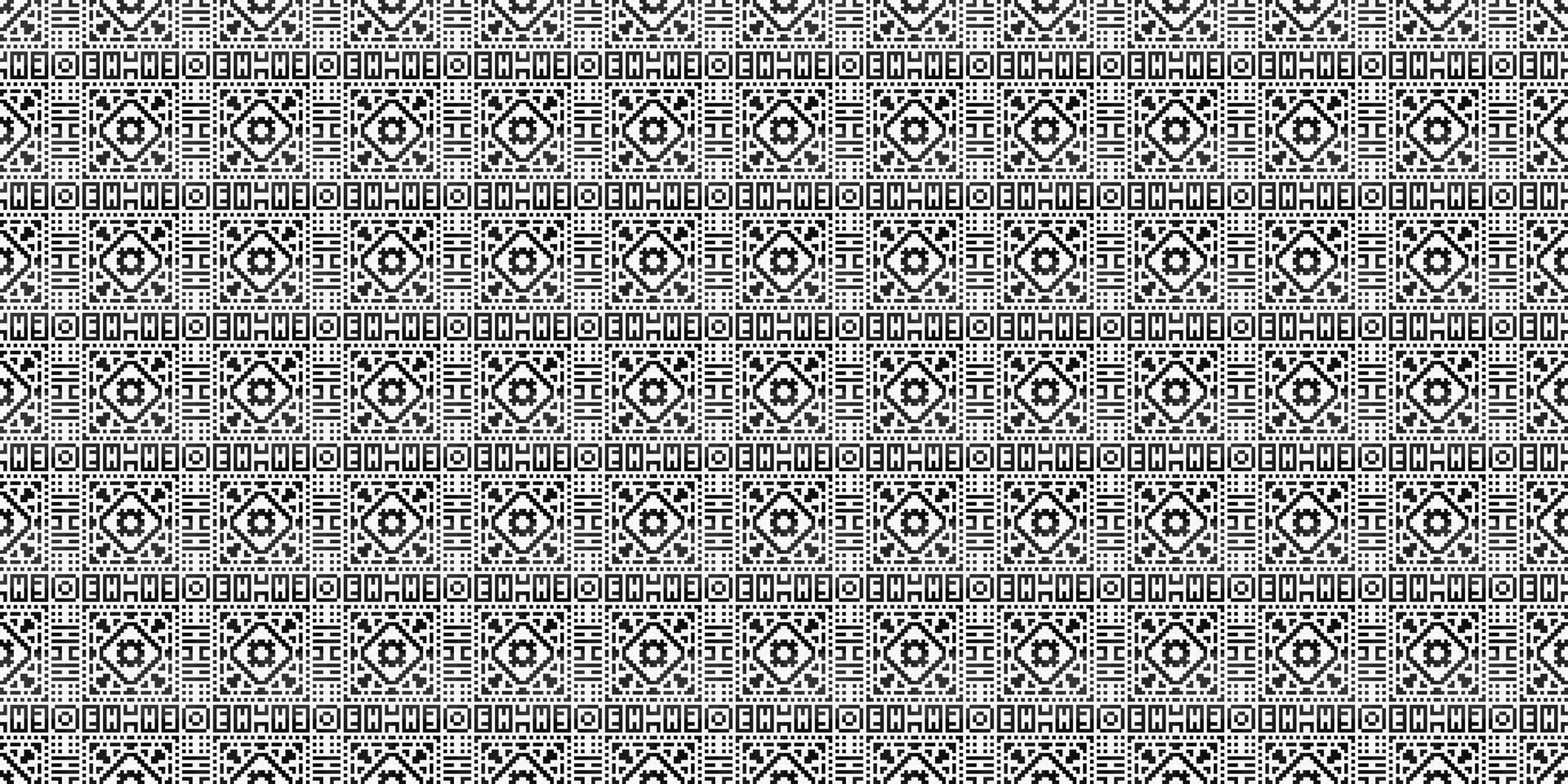 Monochrome geometric grid Pixel Art background Modern black and white abstract mosaic texture vector