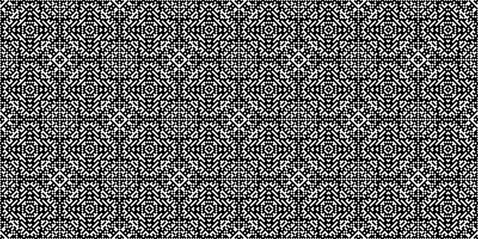 Monochrome geometric grid Pixel Art background Modern black and white abstract mosaic texture vector