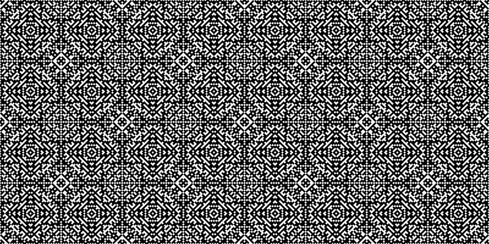 Monochrome geometric grid Pixel Art background Modern black and white abstract mosaic texture vector