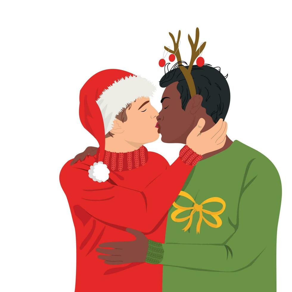 Kissing gay couple vector