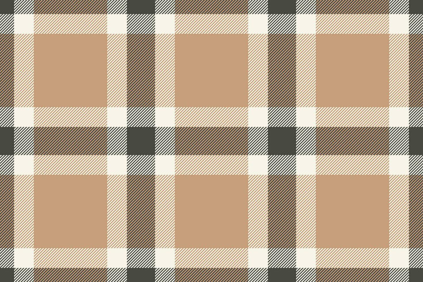 Plaid background, check seamless pattern in beige. Vector fabric texture for textile print, wrapping paper, gift card or wallpaper.