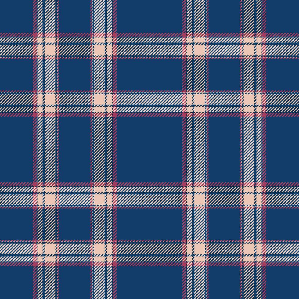 Plaid seamless pattern in blue. Check fabric texture. Vector textile print.
