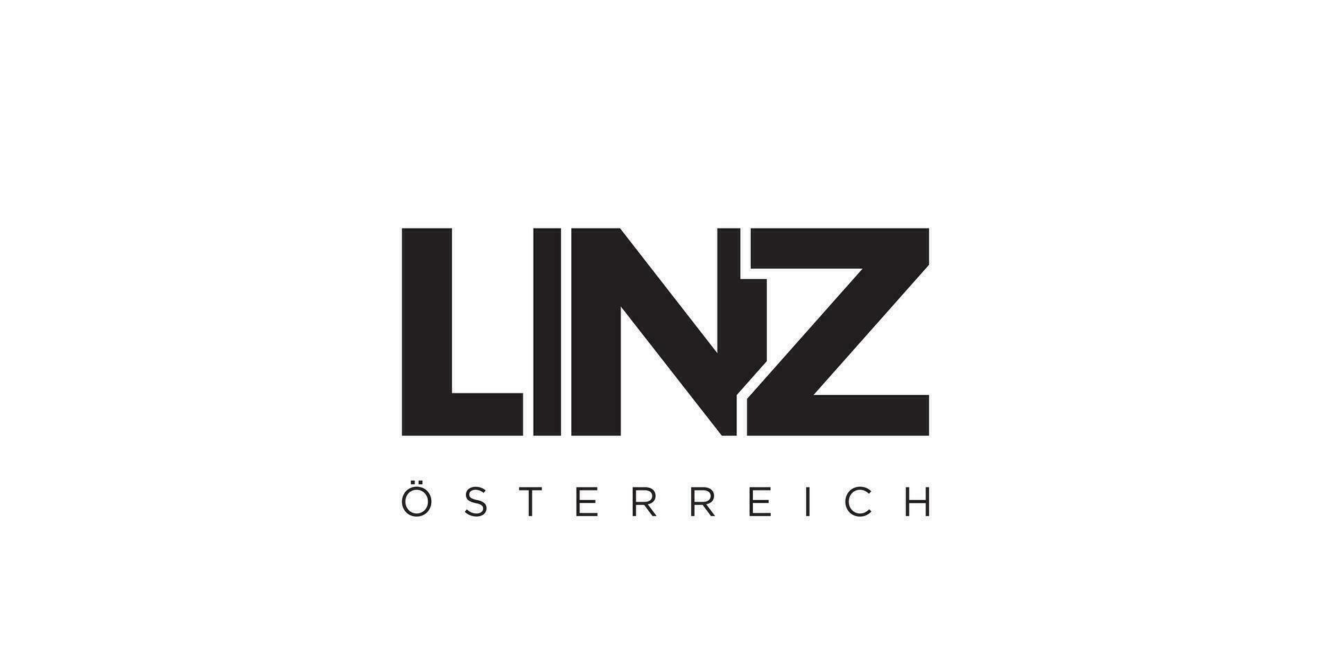 linz en el Austria emblema. el diseño caracteristicas un geométrico estilo, vector ilustración con negrita tipografía en un moderno fuente. el gráfico eslogan letras.