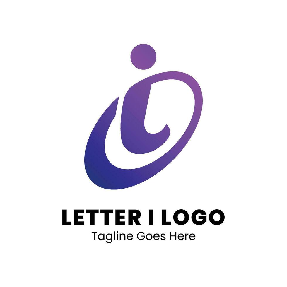 I letter logo design art and illustration purple gradient vector