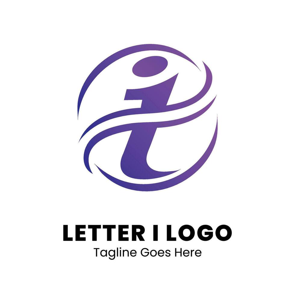 I letter logo design art and illustration purple gradient vector