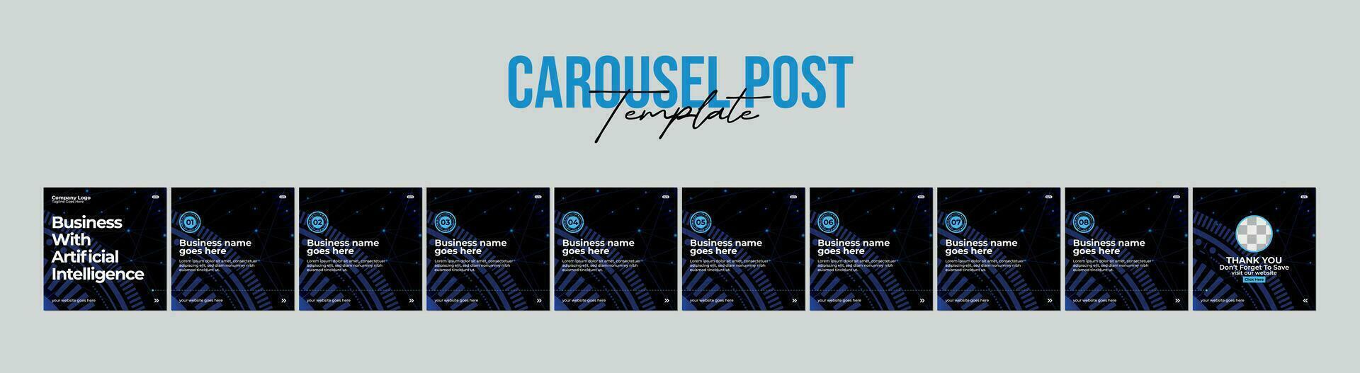 Set Of Carousel Post Template, Editable carousel post, social media carousel post for business vector