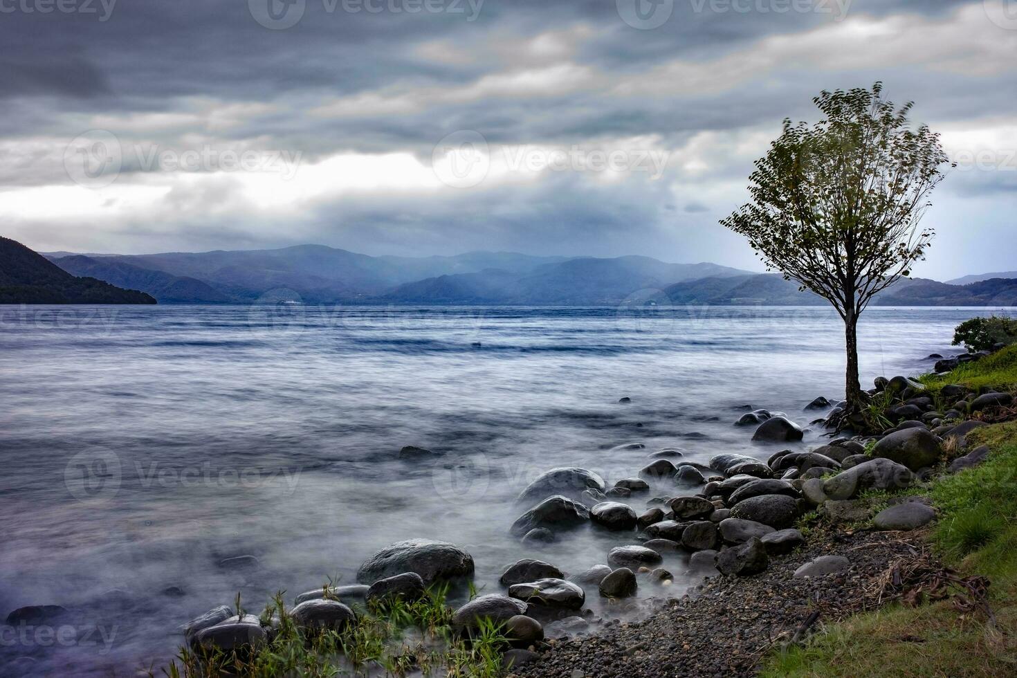 beautiful scenic of lake toya hokkaido japan photo
