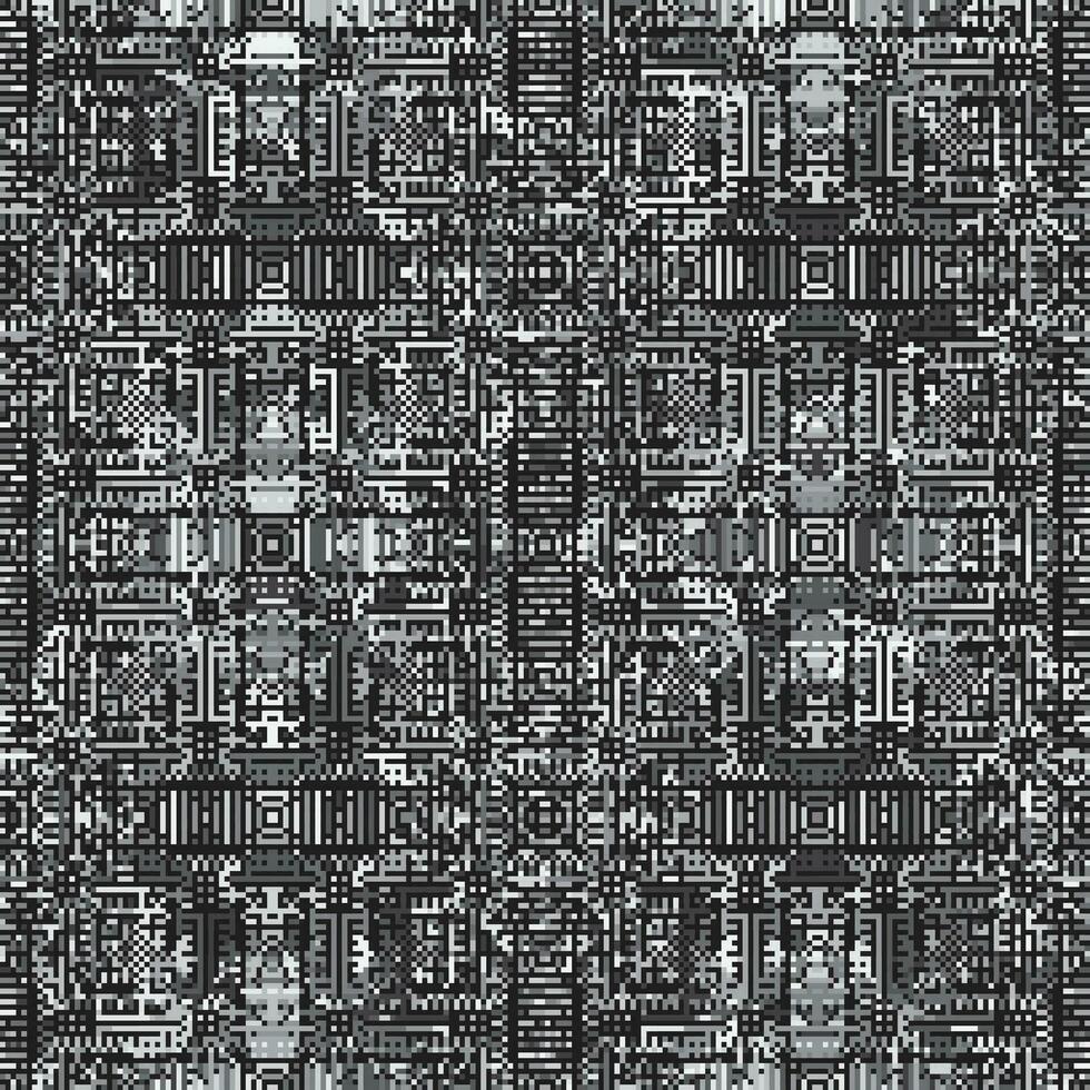 Monochrome geometric grid Pixel Art background Modern black and white abstract mosaic texture vector